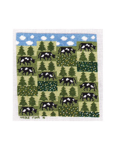 Les vaches se mettent au vert - Nicole Fuhr - broderie