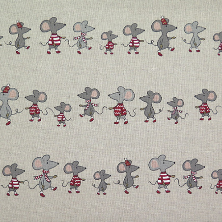 Tissu aspect lin - Petites souris de Noël