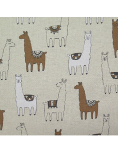 Tissu aspect lin - Lamas rigolos