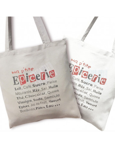 Lili Points - Fiche point de croix compté - Sac "Ma p'tite Epicerie"