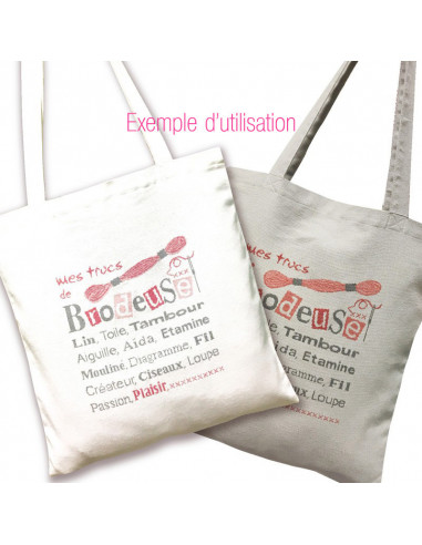 Sac Tote Bag à broder LILI - Blanc / Gris - Graziano