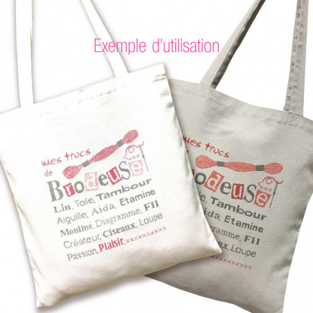 Sac Tote Bag à broder LILI - Blanc / Gris - Graziano