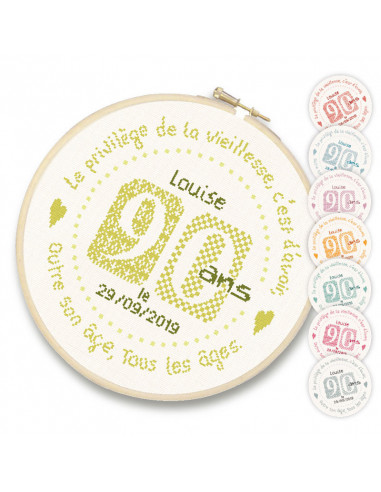 Lili Points - Fiche point de croix compté - 90 ans