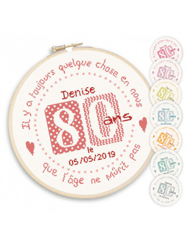 Lili Points - Fiche point de croix compté - 80 ans