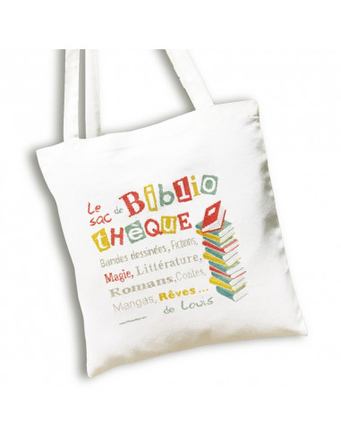 Lili Points - Fiche point de croix compté - Le sac de Bibliothèque