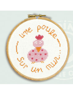 Lili Points - Mini-kit point de croix pour enfant - Une poule sur un mur