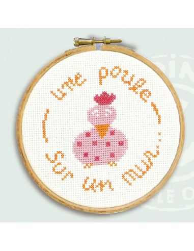 Lili Points - Mini-kit point de croix pour enfant - Une poule sur un mur