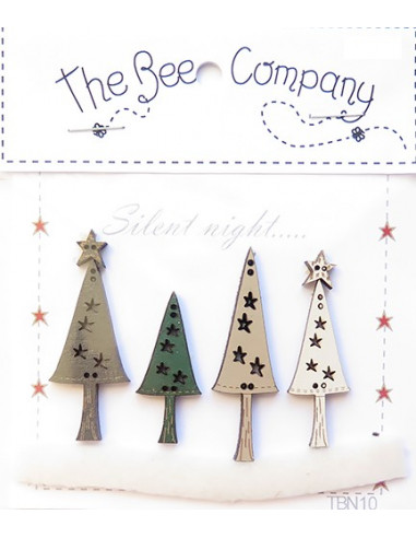 The Bee Company - Assortiment de boutons en bois - Sapins de Noël