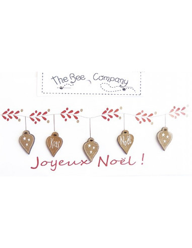 The Bee Company - Assortiment de boutons en bois - Boules Joyeux Noël