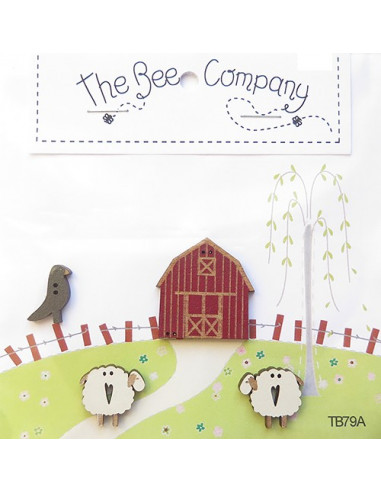 The Bee Company - Assortiment de boutons en bois - Countryside
