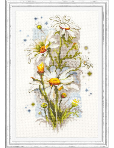 White daisies - Kit point de croix de Chudo Igla (Magic needle)