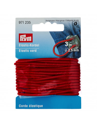 Corde élastique de 2,5 mm - rouge - 3 mètres