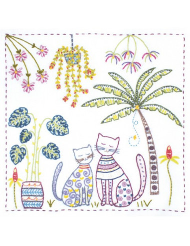 Kit de broderie traditionnelle "Une vie de chats - Vacances sous les tropiques" de Un Chat dans l'aiguille