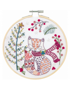 Kit de broderie traditionnelle "Madame renard attend noël" de Un Chat dans l'aiguille