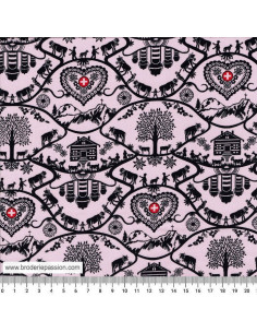 Tissu Poya coton - fond rose