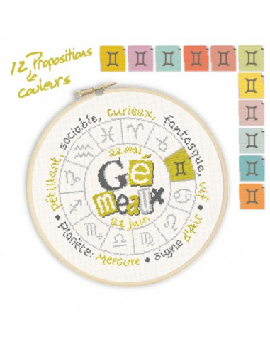 Lili Points - Fiche point de croix compté - Gémeaux