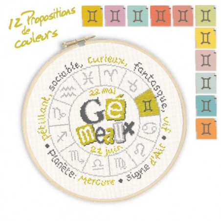 Lili Points - Fiche point de croix compté - Gémeaux
