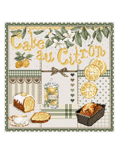Madame La Fée - fiche de point de croix - Cake au Citron