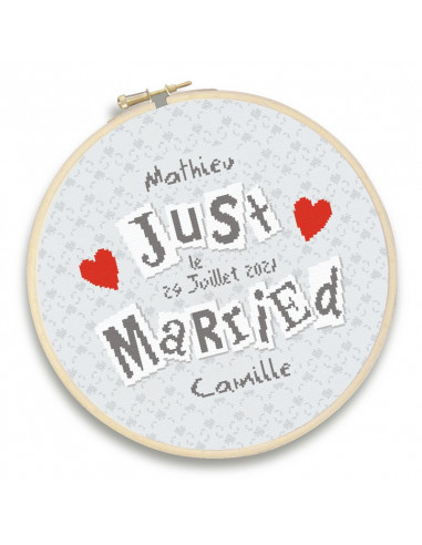 Lili Points - Fiche point de croix compté - Just Married