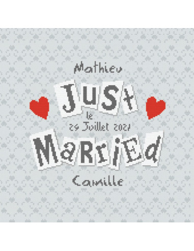Lili Points - Fiche point de croix compté - Just Married