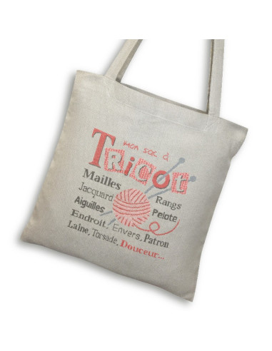 Lili Points - Fiche point de croix compté - Le sac à Tricot gris