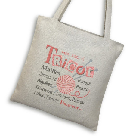 Lili Points - Fiche point de croix compté - Le sac à Tricot gris