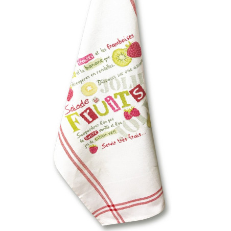 Lili Points - Fiche point de croix compté - Torchon La salade de fruits