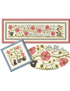 Jardin Privé - Composition florale 3 - Fiche point de croix compté