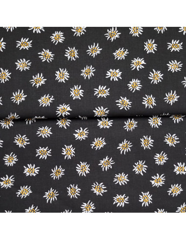 tissu-edelweiss-coton-fond-noir