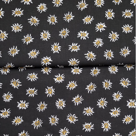 tissu-edelweiss-coton-fond-noir