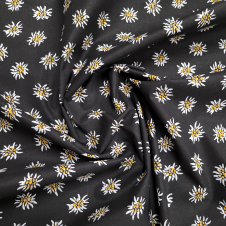 tissu-edelweiss-coton-fond-noir