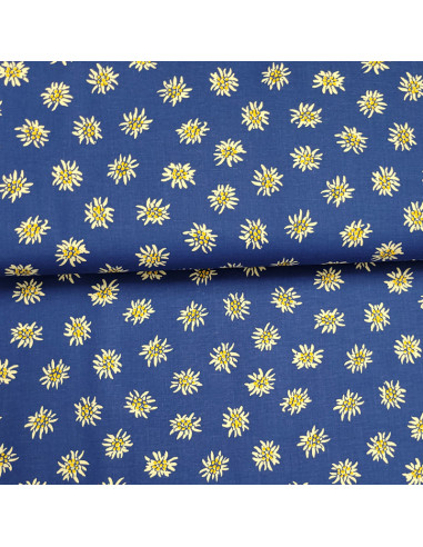 Tissu Edelweiss coton - fond bleu