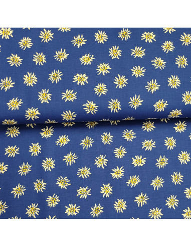 tissu-edelweiss-coton-fond-bleu-broderie-passion