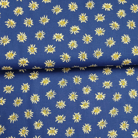 tissu-edelweiss-coton-fond-bleu-broderie-passion