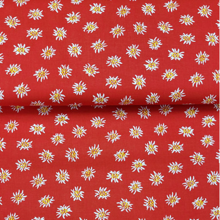 tissu-edelweiss-coton-fond-rouge-broderie-passion