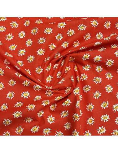 tissu-edelweiss-coton-fond-rouge-broderie-passion