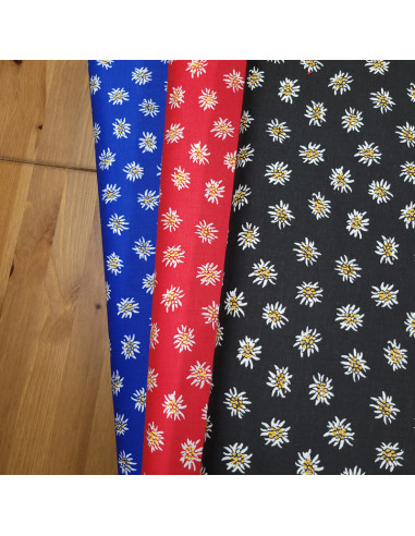 tissu-edelweiss-coton-fond-rouge-broderie-passion