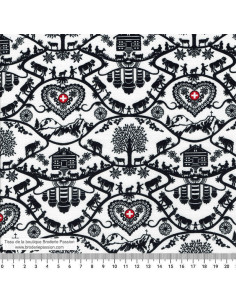 Tissu coton aspect lin - poya - base blanche