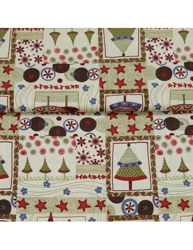 Tissu coton sapins d'hiver