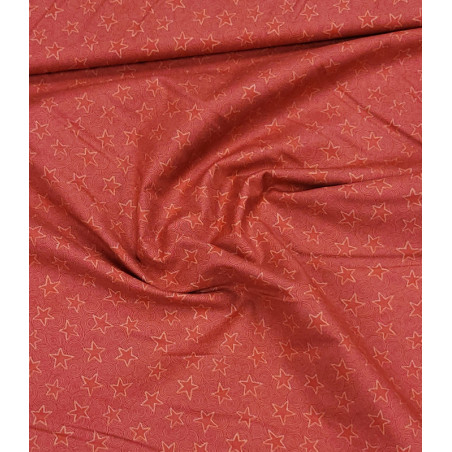 Tissu coton petites étoiles rouges