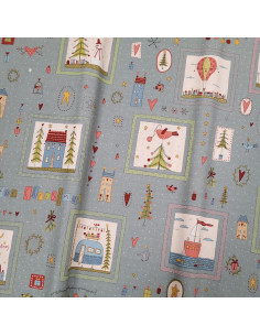 Tissu coton petits motifs d'hiver