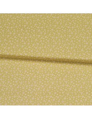 Tissu coton petits flocons fond vert