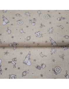 Tissu coton petits motifs Noël