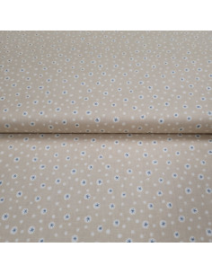 Tissu coton petits flocons fond beige
