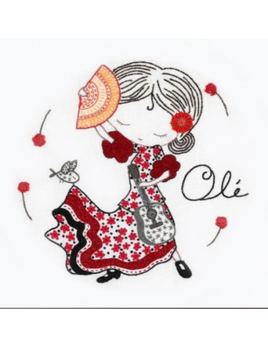 Kit de broderie traditionnelle "Salomé danse le flamenco" de Un Chat dans l'aiguille