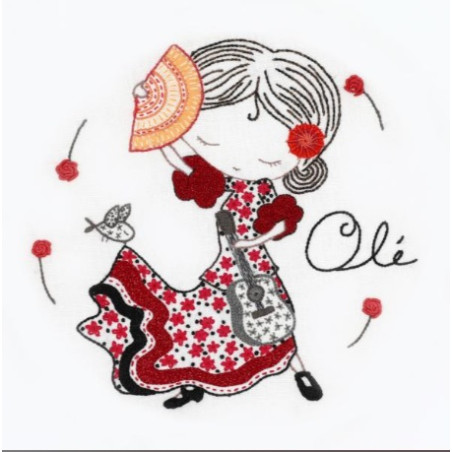 Kit de broderie traditionnelle "Salomé danse le flamenco" de Un Chat dans l'aiguille
