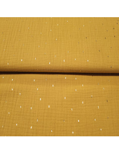double-gaze-moutarde-avec-dorure-uni