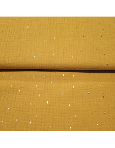 double-gaze-moutarde-avec-dorure-uni