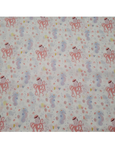 Tissu coton popline - fonds marins - 2