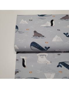 Tissu aspect lin - Fond marins